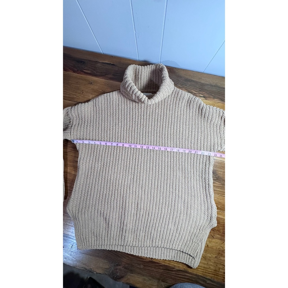 Abercrombie & Fitch Oversized Chunky Knit Turtleneck Sweater Tunic Camel Size S - Picture 4 of 9